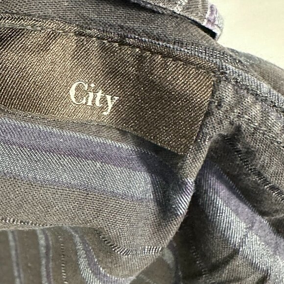 Z Zegna Mens 17 Purple Black Stripe Cotton Long Sleeve Button Up Button Cuffs - Picture 6 of 10